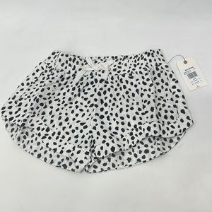 NWT Billabong Youth Girls Mad For You Elastic Waist Shorts Black & White Spots